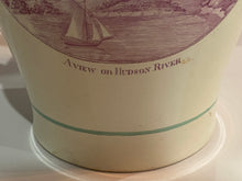 Load image into Gallery viewer, Staffordshire Creamware Liverpool Pitcher A View on The Hudson River and American Stage Wagon Scene Ca. 1800 Rare
