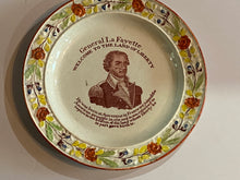 Load image into Gallery viewer, Staffordshire Pearlware General Lafayette Welcome to The Land of Liberty Childs Plate Right Facing
