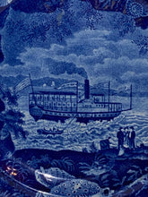 Load image into Gallery viewer, Historical Staffordshire Blue Dinner Plate Union Line Ship Ca. 1825
