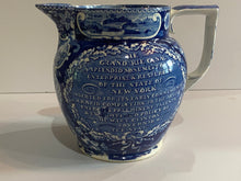Load image into Gallery viewer, Historical Staffordshire Blue Erie Canal Inscription Pitcher
