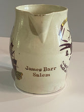 Load image into Gallery viewer, Staffordshire Creamware Small Liverpool pitcher with Polychrome American Ship and Farmers Arms God Speed the Plow
