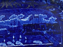 Load image into Gallery viewer, Historical Staffordshire Blue Platter Landing Of Lafayette 19”
