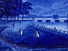 Load image into Gallery viewer, Historical Staffordshire Blue Castle Gardens Battery New York Large Platter 20 1/2”
