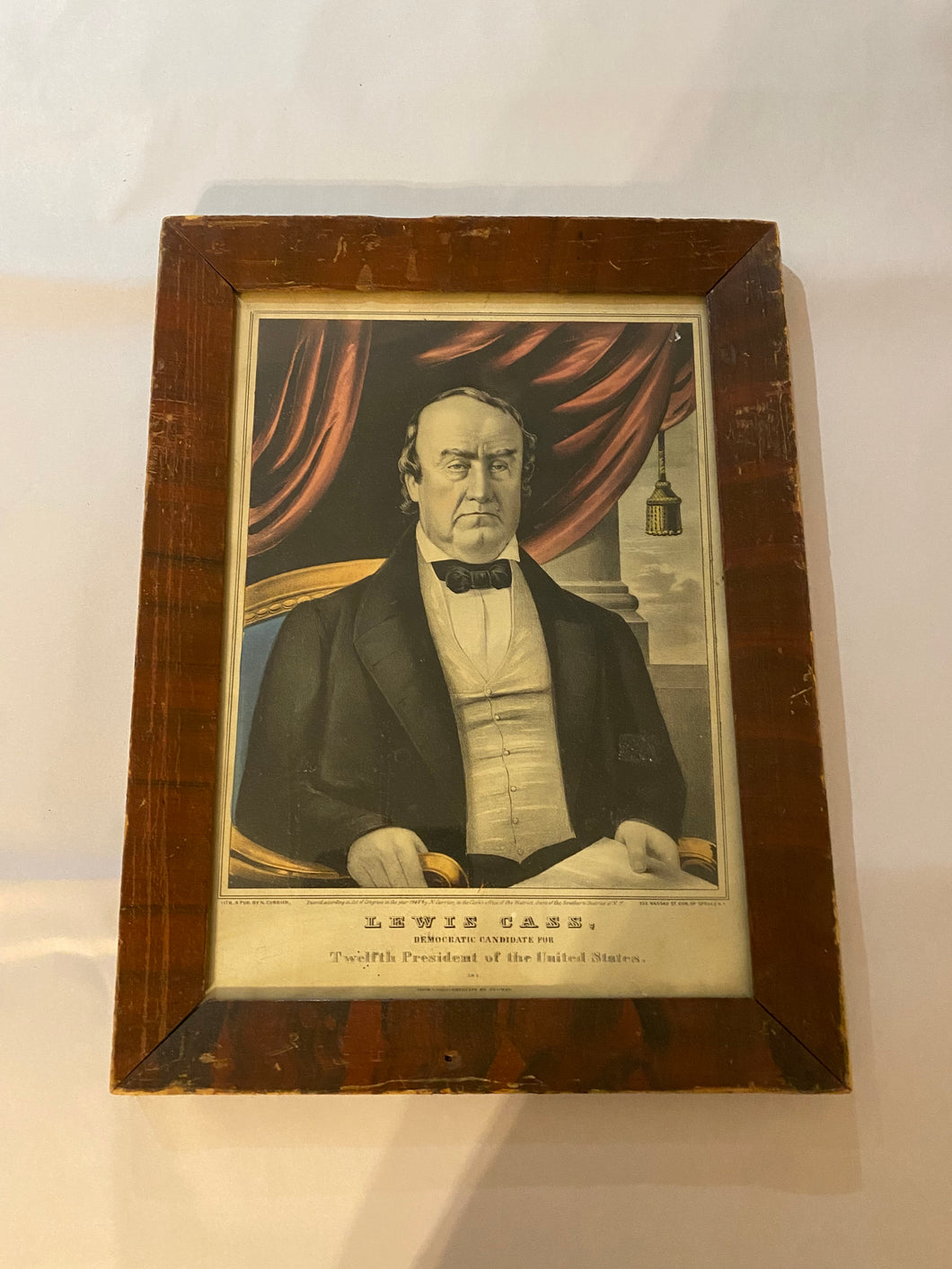 Original N. Currier Print Lewis Cass Democratic Candidate for Twelfth President of the United States