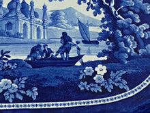 Load image into Gallery viewer, Historical Staffordshire Dark Platter River Scene With Temple
