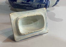 Load image into Gallery viewer, Historical Staffordshire Blue Teapot Wadsworth Tower Connecticut By Stevenson

