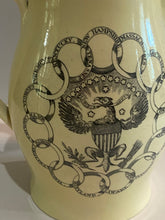 Load image into Gallery viewer, Staffordshire Creamware Liverpool Pitcher Eagle Shield with Chain of States Commodore Rogers
