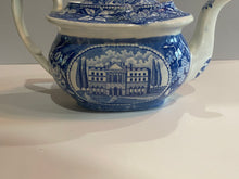 Load image into Gallery viewer, Historical Staffordshire Blue Teapot Hartford Connecticut State House
