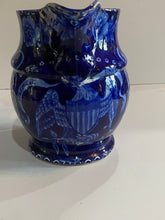 Load image into Gallery viewer, Historical Staffordshire Blue Pitcher Seal of United States Adams
