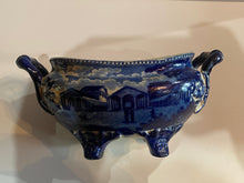 Load image into Gallery viewer, Historical Staffordshire Blue Gravy Tureen Fulton Market NY Masonic Hall Phila. Ca 1825
