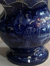 Load image into Gallery viewer, Historical Staffordshire Blue Pitcher “States” Pattern Ca. 1825
