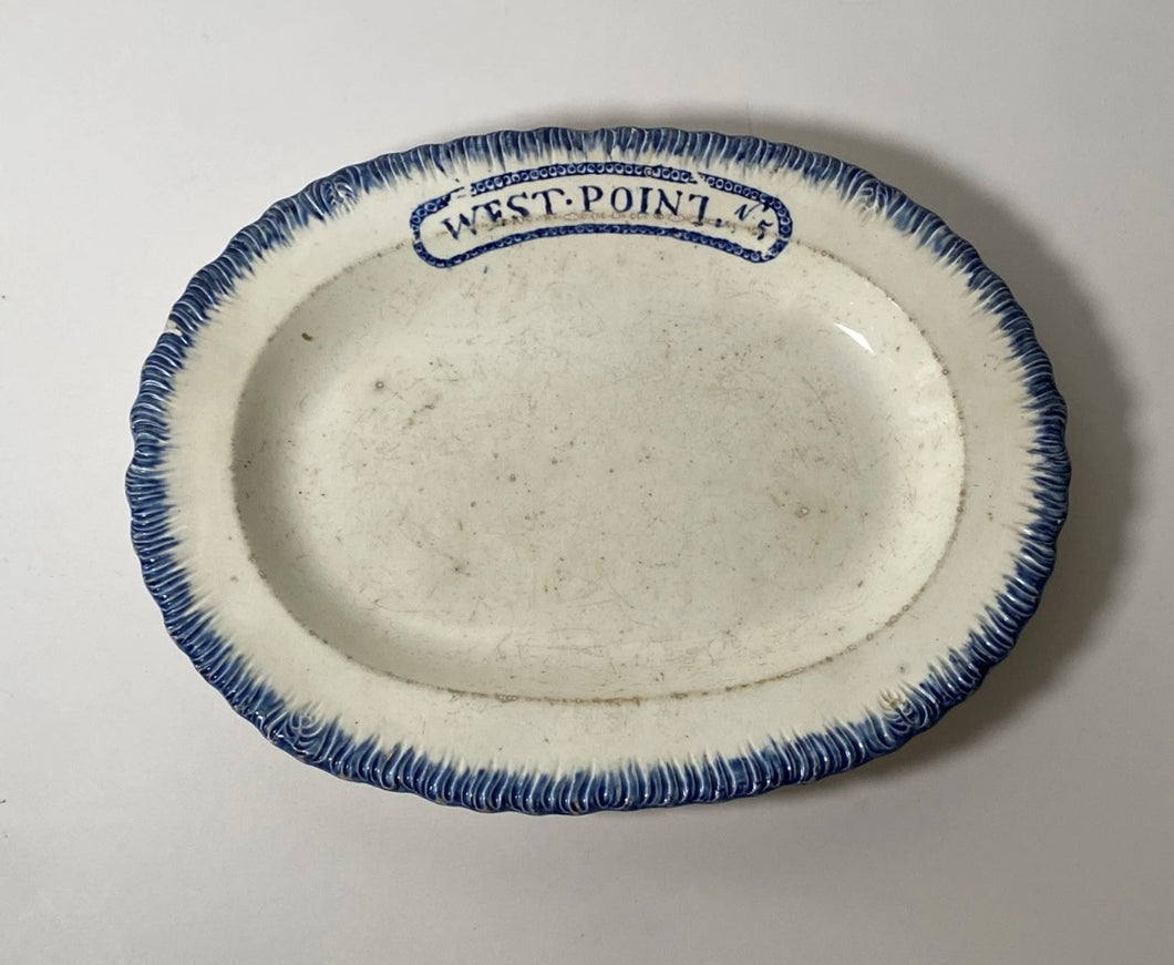 Staffordshire Pearlware Blue Edge Leeds Platter West Point Service Ca. 1820