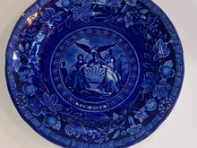Load image into Gallery viewer, Historical Staffordshire Blue Arms Of New York Dinner Plate
