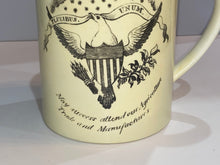 Load image into Gallery viewer, Staffordshire Creamware Liverpool Tankard Arms of New York and United States Only One Known
