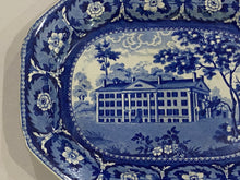 Load image into Gallery viewer, Historical Staffordshire Blue Platter Hartford Connecticut Deaf and Dumb Asylum
