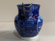 Load image into Gallery viewer, Historical Staffordshire Blue Pitcher Landing of Lafayette Pattern
