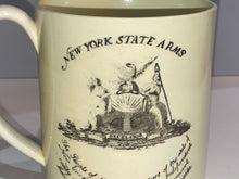 Load image into Gallery viewer, Staffordshire Creamware Liverpool Tankard Arms of New York and United States Only One Known
