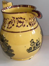 Load image into Gallery viewer, Staffordshsire Canary Pink Luster Transfer Pitcher View of Lake George New York Ca. 1820
