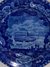 Load image into Gallery viewer, Historical Staffordshire Blue Dinner Plate Union Line Ship Ca. 1825
