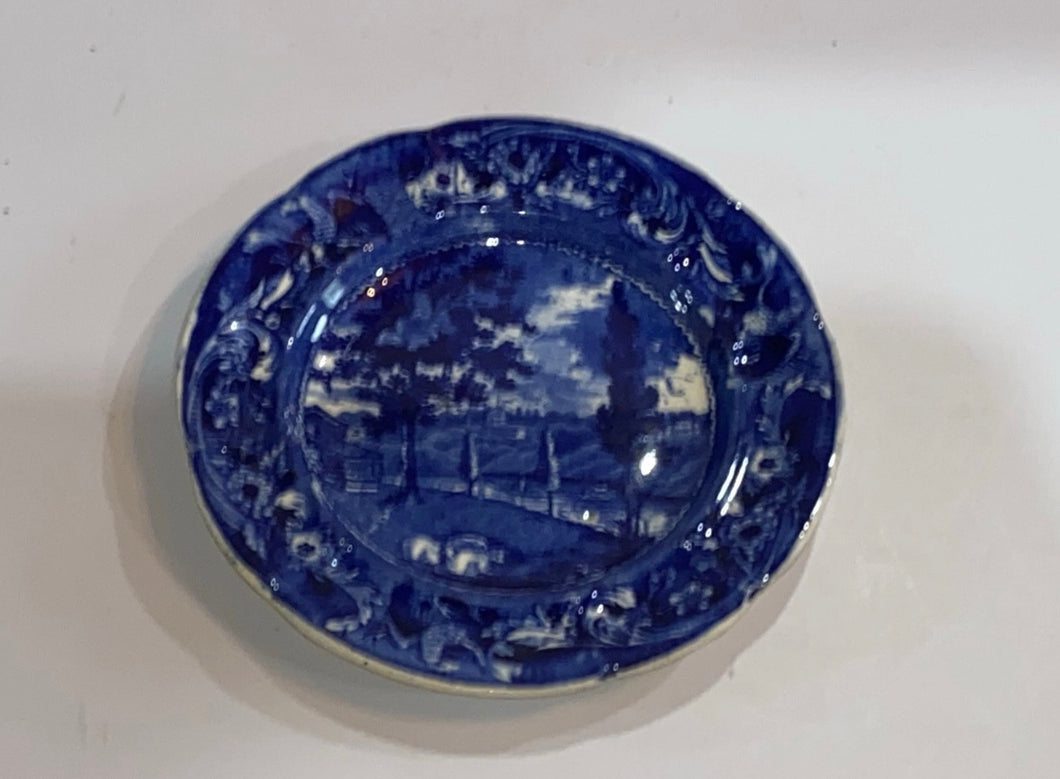 Historical Staffordshire Blue Transfer Plate Mendenhall Ferry Philadelphia 1825