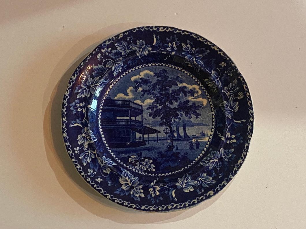 Historical Staffordshire Blue Battery New York Plate