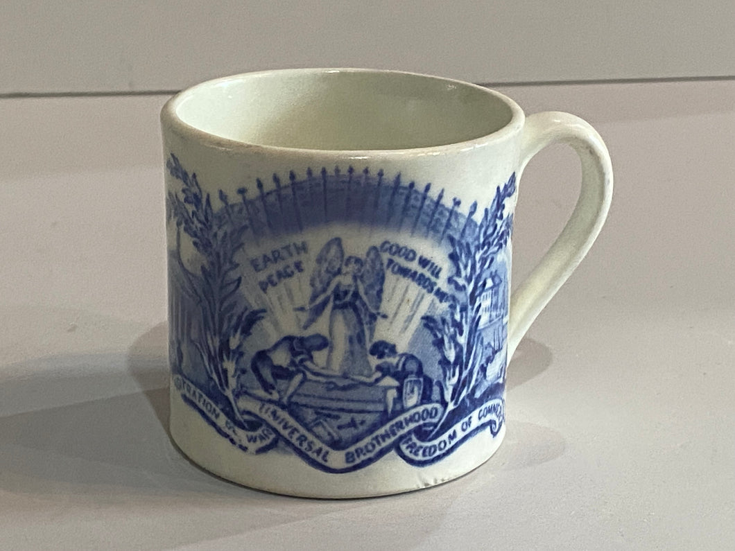 Staffordshire Pearlware Anti Slavery Childs Mug Earth Peace and Goodwill to All Men