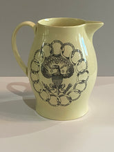 Load image into Gallery viewer, Staffordshire Creamware Liverpool Pitcher Eagle Shield with Chain of States Commodore Rogers
