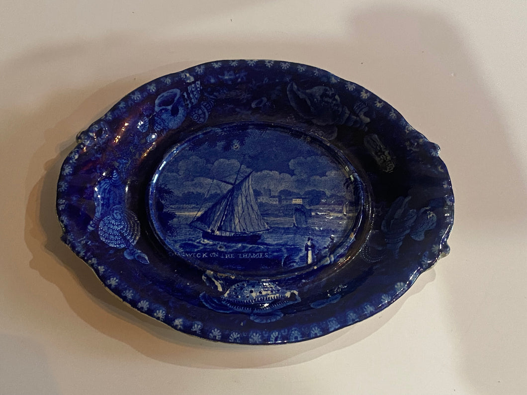 Historical Staffordshire Cheswick on the Thames Gravy Tureen Tray