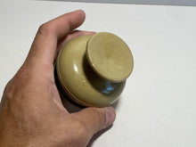 Load image into Gallery viewer, Antique Yelloware Mochaware Master Salt With White Bands Blue
