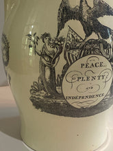 Load image into Gallery viewer, Staffordshire Creamware Liverpool Pitcher Washington Memorial with Chain of States And Peace and Plenty
