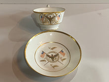 Load image into Gallery viewer, Staffordshire Porcelain Cup and Saucer Set with Seal of the United States
