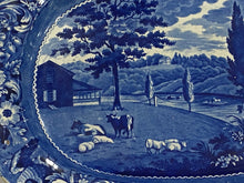 Load image into Gallery viewer, Historical Staffordshire Blue Platter Mendenhall Ferry Philadelphia
