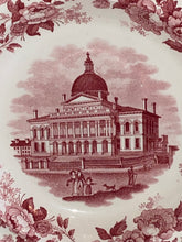 Load image into Gallery viewer, Historical Staffordshire Pink Transfer Soup Plate Boston State House Ca. 1825
