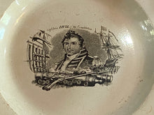 Load image into Gallery viewer, Staffordshire Pearlware Blue Edge Leeds War of 1812 Plate Captain Hull  of The Constitution
