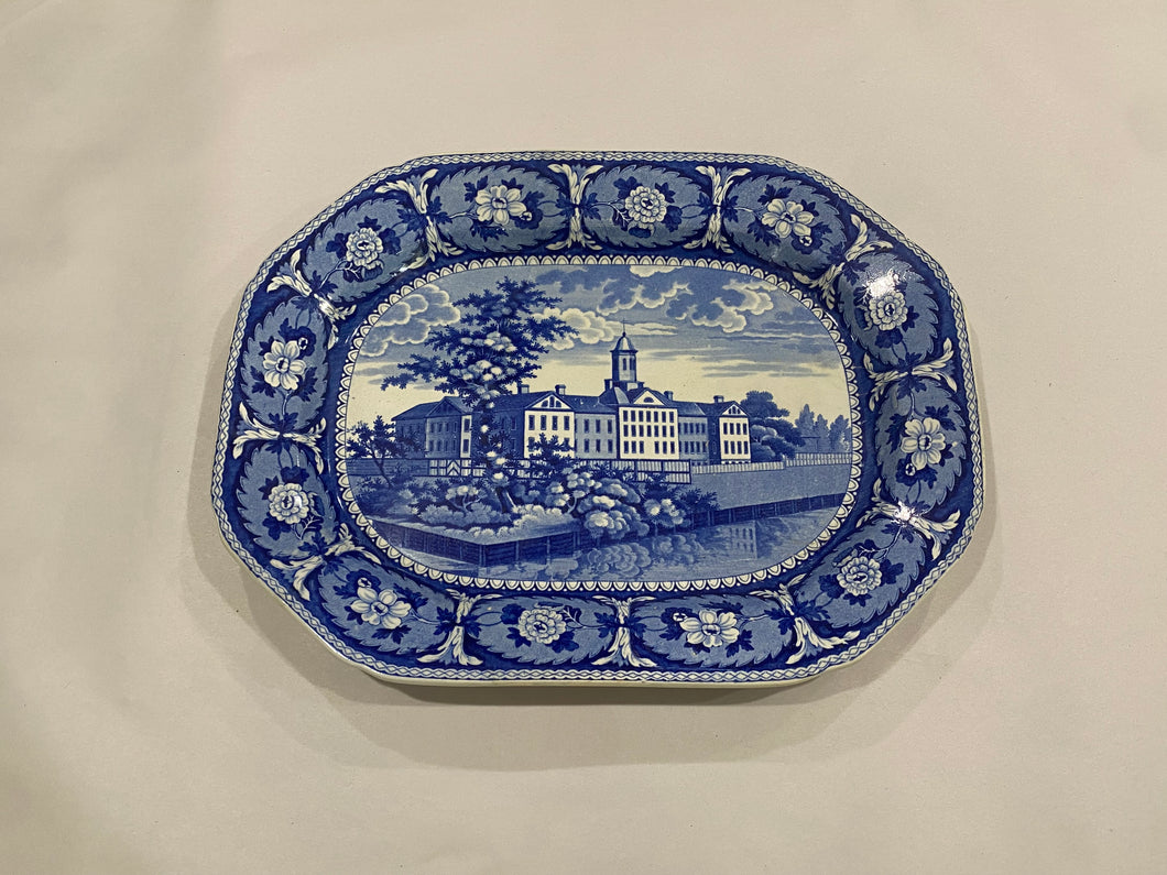 Historical Staffordshire Blue Platter New York Almshouse Ca. 1825