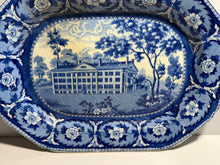 Load image into Gallery viewer, Historical Staffordshire Blue Platter Hartford Deaf &amp; Dumb Asylum Hartford 1825
