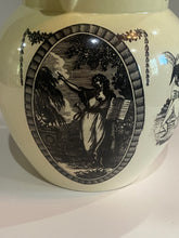 Load image into Gallery viewer, Staffordshire Creamware Liverpool Pitcher Thomas Jefferson and John Bull Cartoon with Columbia Washington Memorial
