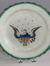 Load image into Gallery viewer, Staffordshire Pearlware Dinner Plate Green Edge Leeds Eagle and Shield
