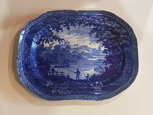 Load image into Gallery viewer, Historical Staffordshire Blue Platter English Castle River Scene Ca. 1825

