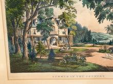Load image into Gallery viewer, Original Currier &amp; Ives Print Summer In The Country Large Folio Horse Mansion
