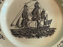 Load image into Gallery viewer, Staffordshire Creamware Liverpool Plate with British Ship
