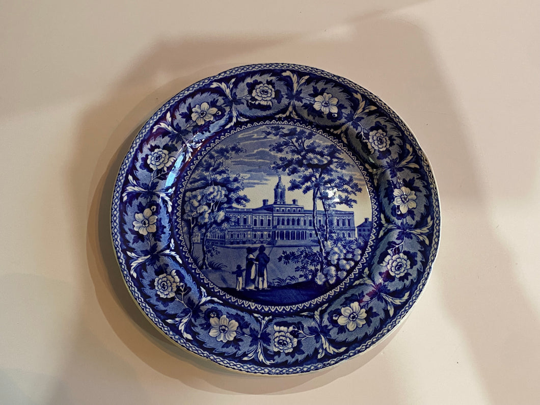 Historical Staffordshire Blue Plate New York City Hall