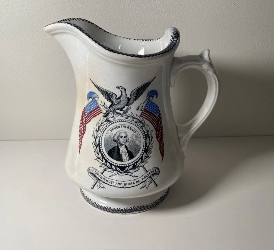 Staffordshire Ironstone Pitcher George Washington Union Be Preserved 1840’s