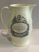 Load image into Gallery viewer, Staffordshire Creamware Liverpool Pitcher Map of East Coast Eagle Shield Washington Poem
