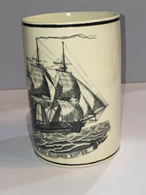 Load image into Gallery viewer, Staffordshire Creamware Liverpool Tankard American Ship True Blooded Yankee

