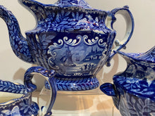 Load image into Gallery viewer, Historical Staffordshire Blue Tea Set with View of Quebec Canada Ca. 1825
