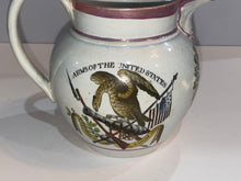 Load image into Gallery viewer, Staffordshire Arms of the United States Free Trade and Sailors Rights Pitcher Eagles and Flag
