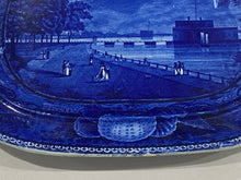 Load image into Gallery viewer, Historical Staffordshire Blue Castle Gardens Battery New York Platter Ca. 1825 18 3/4”

