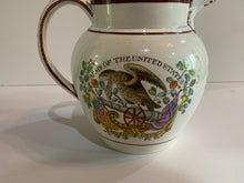 Load image into Gallery viewer, Staffordshire Pearlware Arms of United States and Free Trade and Sailors Their Rights Pitcher

