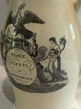 Load image into Gallery viewer, Staffordshire Creamware Liverpool Pitcher Washington Memorial with Chain of States And Peace and Plenty
